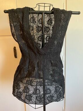 Kismet Black Lace V-Neck Top
